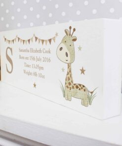 Personalised Hessian Giraffe Wooden Block Sign