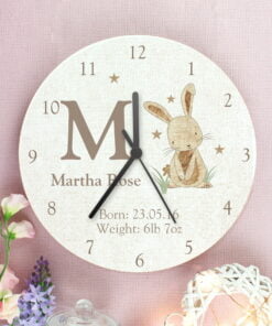 Personalised Hessian Rabbit Shabby Chic Large Wooden Clock