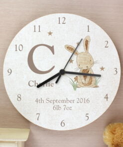 Personalised Hessian Rabbit Shabby Chic Large Wooden Clock