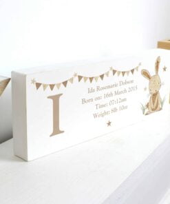 Personalised Hessian Rabbit Wooden Block Sign
