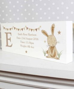 Personalised Hessian Rabbit Wooden Block Sign