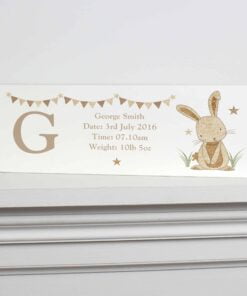 Personalised Hessian Rabbit Wooden Block Sign