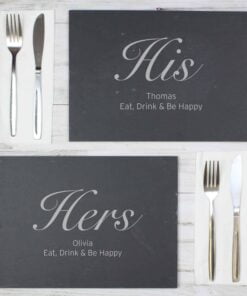 Personalised His and Hers Slate Placemat Set