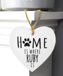 Personalised ‘Home is Where’ Pet Wooden Heart Decoration