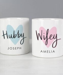 Personalised Hubby & Wifey Mug Set