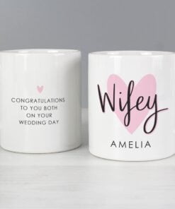 Personalised Hubby & Wifey Mug Set