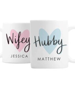 Personalised Hubby & Wifey Mug Set
