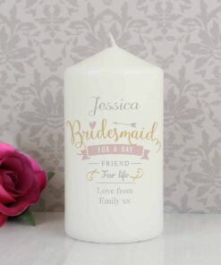 Personalised I Am Glad… Bridesmaid Pillar Candle