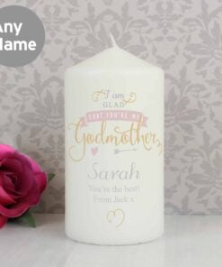 Personalised I Am Glad… Godmother Pillar Candle
