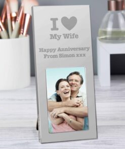 Personalised I Heart Small 2×3 Silver Photo Frame