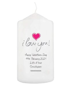 Personalised I Love You Pillar Candle