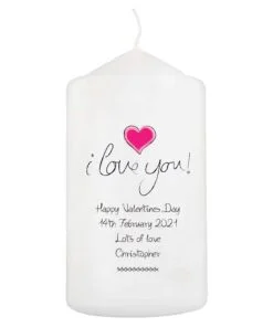 Personalised I Love You Pillar Candle
