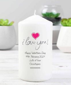 Personalised I Love You Pillar Candle