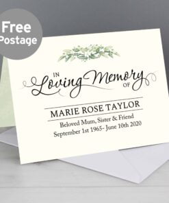 Personalised In Loving Memory Card
