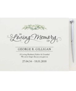 Personalised In Loving Memory Hardback Guest Book & Pen
