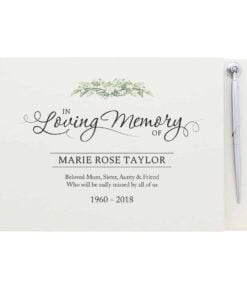Personalised In Loving Memory Hardback Guest Book & Pen