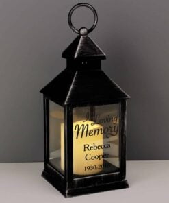 Personalised In Loving Memory Rustic Black Lantern