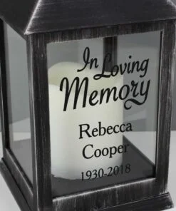 Personalised In Loving Memory Rustic Black Lantern