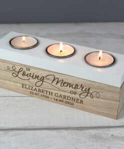 Personalised In Loving Memory Triple Tea Light Box
