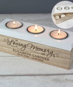 Personalised In Loving Memory Triple Tea Light Box