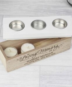 Personalised In Loving Memory Triple Tea Light Box