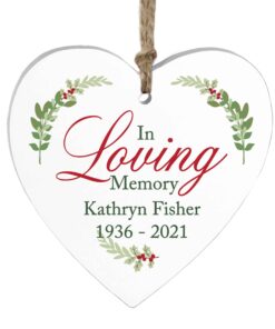 Personalised In Loving Memory Wooden Heart Decoration