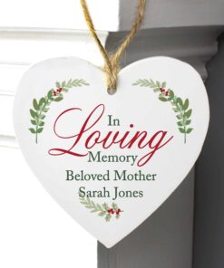 Personalised In Loving Memory Wooden Heart Decoration