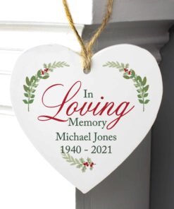 Personalised In Loving Memory Wooden Heart Decoration