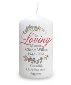 Personalised In Loving Memory Wreath Pillar Candle