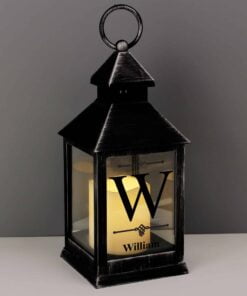 Personalised Initial Rustic Black Lantern