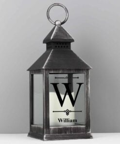 Personalised Initial Rustic Black Lantern