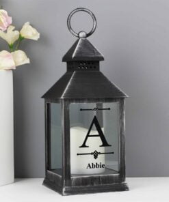 Personalised Initial Rustic Black Lantern