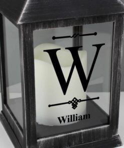 Personalised Initial Rustic Black Lantern