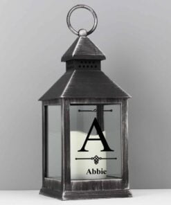 Personalised Initial Rustic Black Lantern