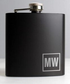 Personalised Initials Black Hip Flask