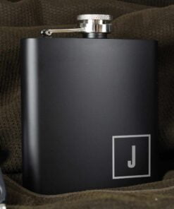 Personalised Initials Black Hip Flask