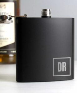 Personalised Initials Black Hip Flask