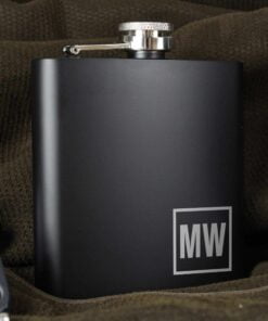 Personalised Initials Black Hip Flask