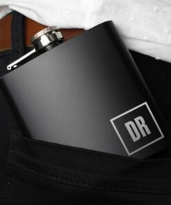 Personalised Initials Black Hip Flask