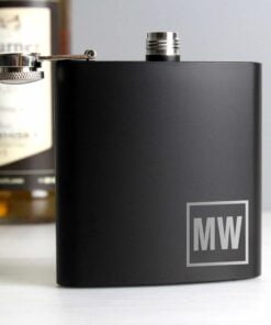 Personalised Initials Black Hip Flask