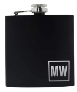 Personalised Initials Black Hip Flask