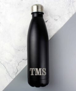 Personalised Initials Black Metal Insulated Drinks Bottle