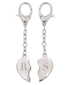 Personalised Initials Two Hearts Keyring