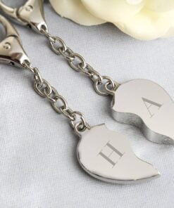 Personalised Initials Two Hearts Keyring