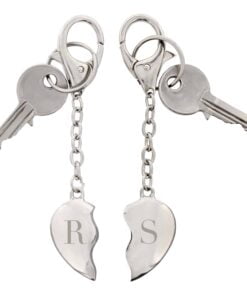 Personalised Initials Two Hearts Keyring