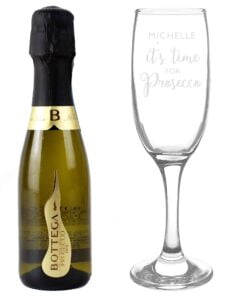Personalised Its Time for Prosecco Flute & Mini Prosecco Set