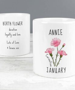 Personalised January Birth Flower – Carnation Mug