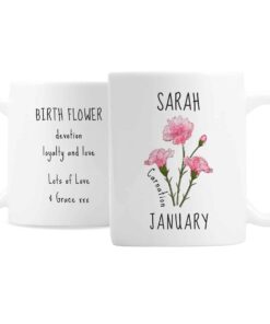 Personalised January Birth Flower – Carnation Mug