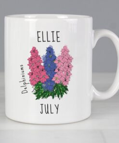 Personalised July Birth Flower – Delphiniums Mug