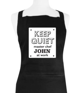 Personalised Keep Quiet Black Apron